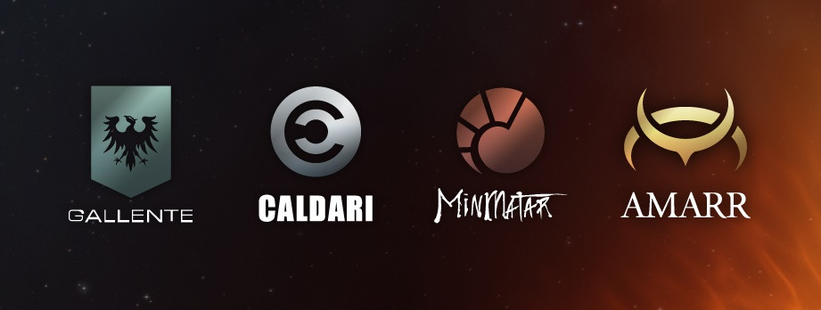Jeu MMORPG Eve Online New Eden Les armoiries des 4 factions