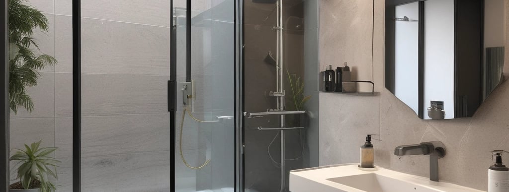 A clean and organized office space with sunlight streaming through large windows