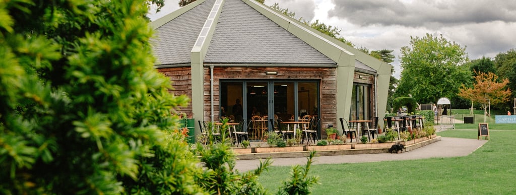 Outdoor dining terrace in Garth Park Kitchen - Restaurant & cafe set in Garth Park