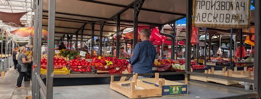 produce venders at Kalenić Green Market Пијаца Каленић Belgrade Serbia 