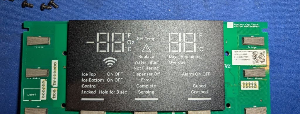 GE refrigerator user interface panel