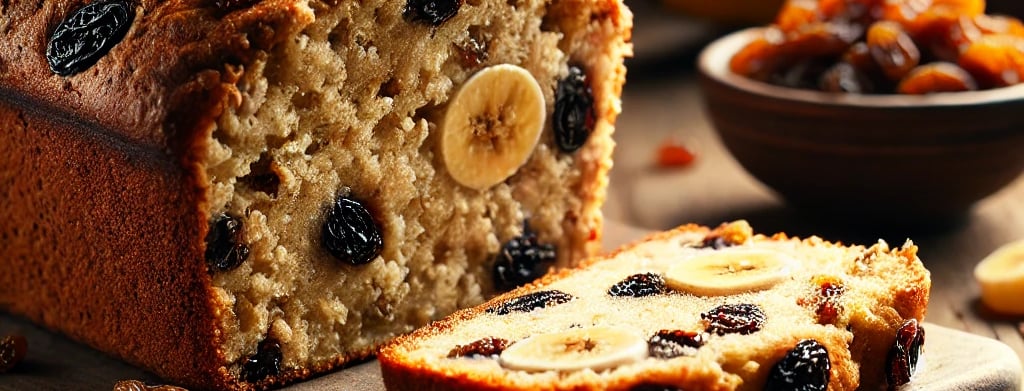a loaf of bread with raisin and dried prunes