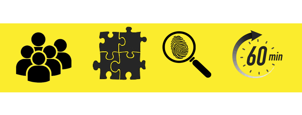 Icons representing the key elements of an escape room