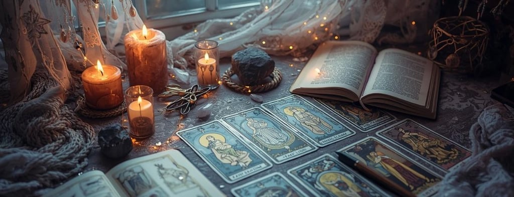 beginner tarot reading practice with cards and journal