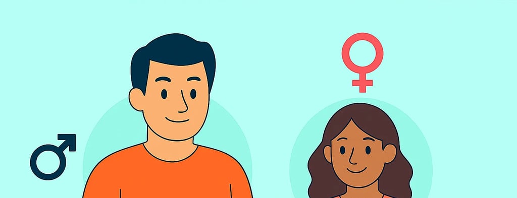 Illustration d’un homme et d’une femme représentant la différence de libido entre les sexes, libido hommes vs femmes, sante s