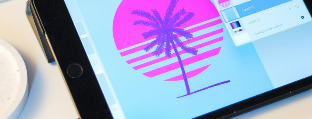 Editable digital planner for artists showcasing creative portfolio layout on tablet and laptop
