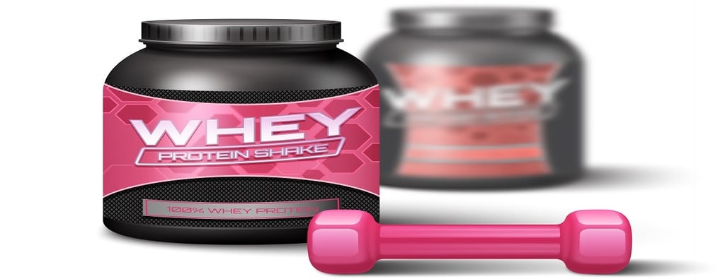 Whey protein and a dumbbell