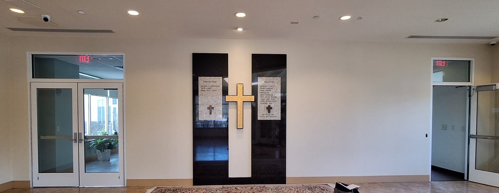 blank wall at saint david the king church before the mural by artworks by marcine was painted