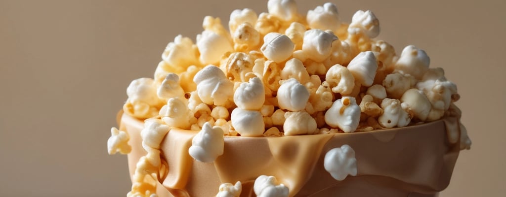 bucket of popcorn covered in toffee sauce