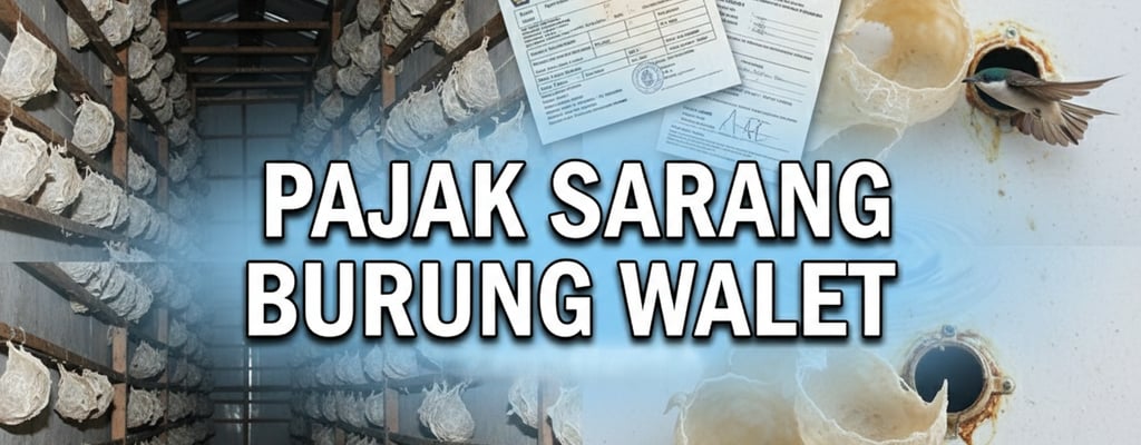 Edible bird's nest farm harvest with official Pajak Sarang Burung Walet tax documents.