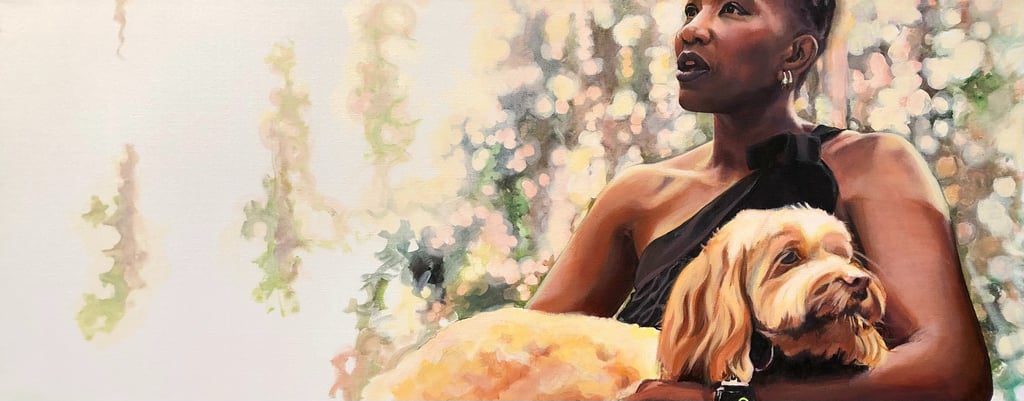 Nichole & Bella, 16"x 30" Acrylic on canvas, 2023