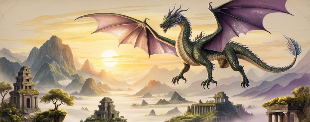 Fossilized dragon bones imagined in a rocky desert