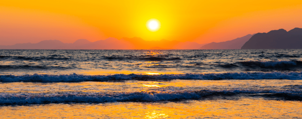 a sunset over the Iztuzu Beach