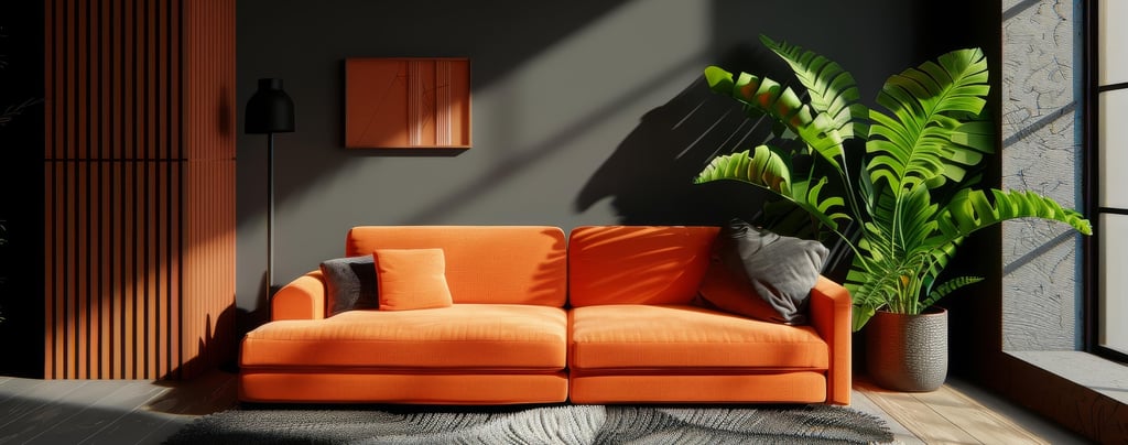 HotelArt: Μίνιμαλ Πορτοκαλί Καναπές Δωματίου - Ξενοδοχειακός Εξοπλισμός Έπιπλα Μίνιμαλ