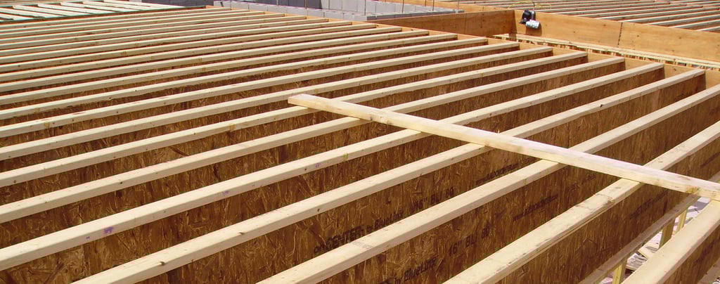 Framed home with floor joist layed out and installed