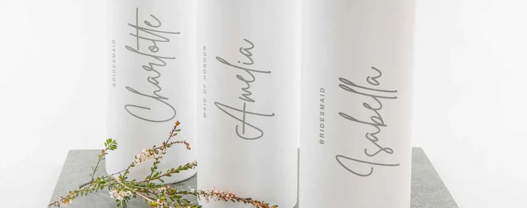 Personalised water bottles for wedding favour gift