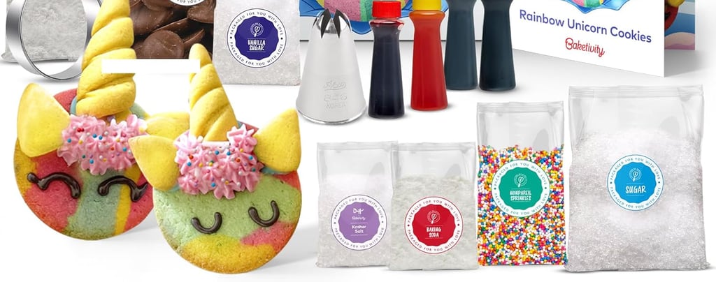 Rainbow unicorn cookie baking kit for kids