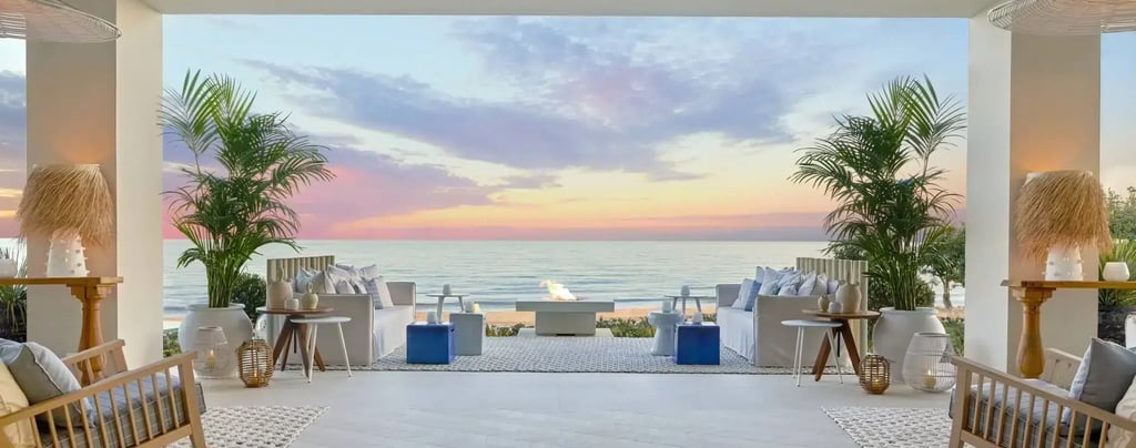 Ikos Andalusia bar with firepit, sea views and sunset