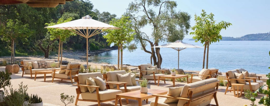 Ikos Odisia Sea Grill Restaurant over looking the beach 