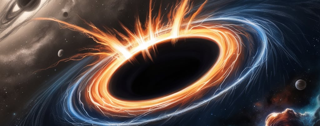 Diagram explaining event horizon and singularity inside a black hole, new theories 2025