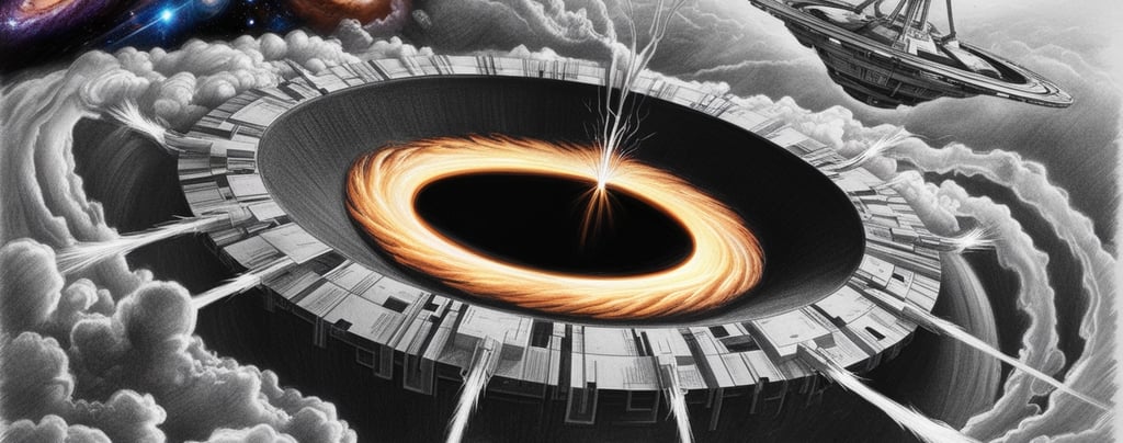 Concept art of human near black hole