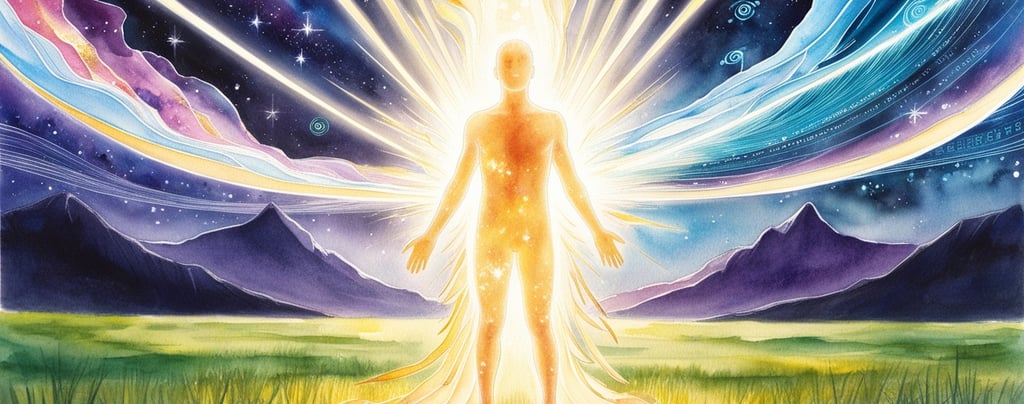 Human mind turning into beams of light
