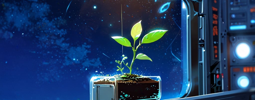 Cotton seed sprouting inside lunar biosphere