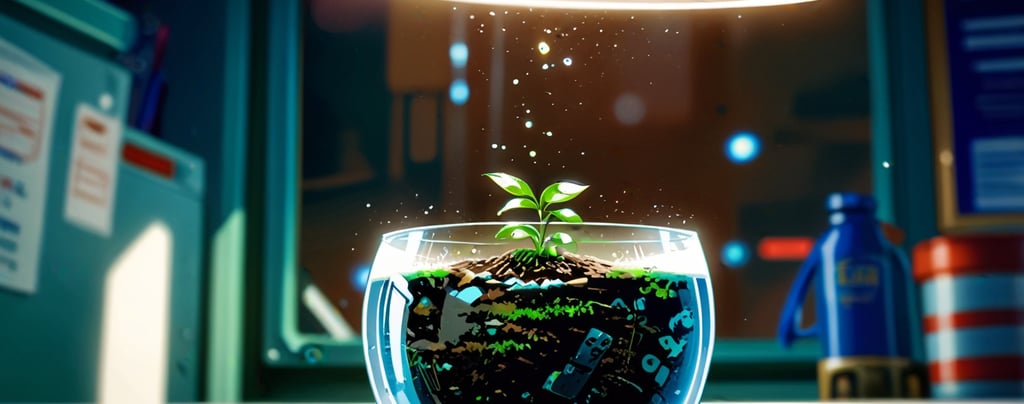 Green shoots growing in weightless space lab