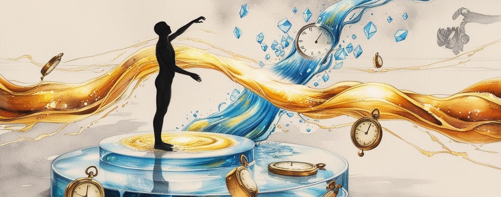Crystalline shards representing frozen moments of time