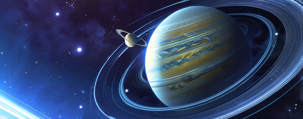 Close-up of a newly discovered Saturn moon orbiting in deep space