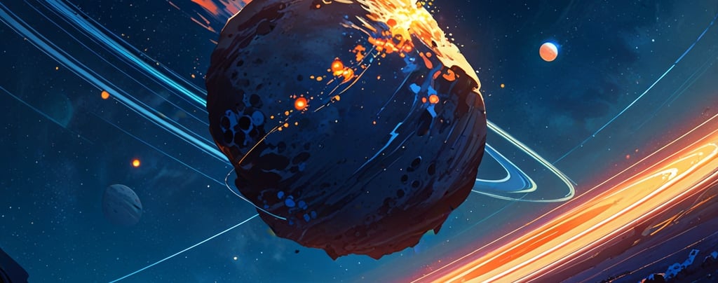Close-up of rocky asteroid drifting through inner Solar System