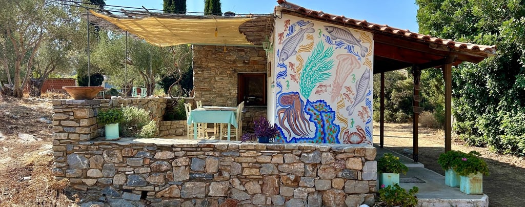 Muurschildering vakantiehuisje Samos