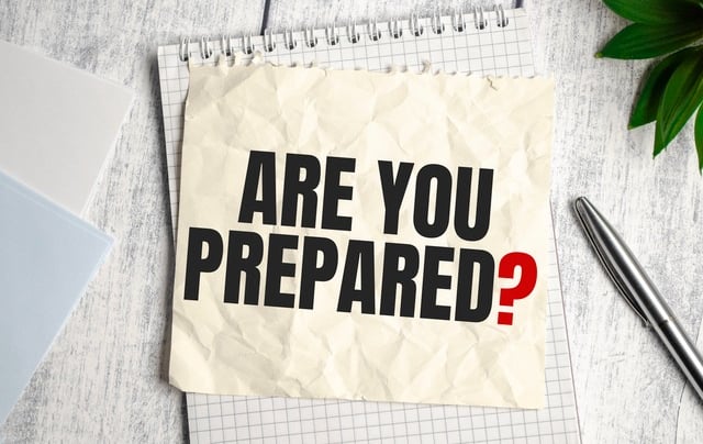 a notepad with are you prepared on it