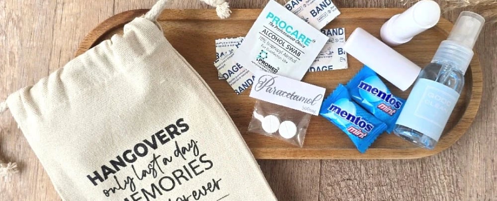 Hangover kit wedding favour