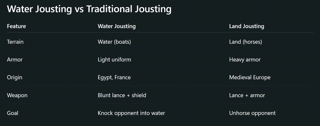 Water Jousting vs Traditional Jousting
