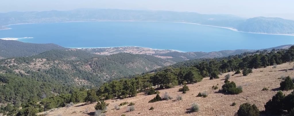The view of Lake Salda from a nearby hill