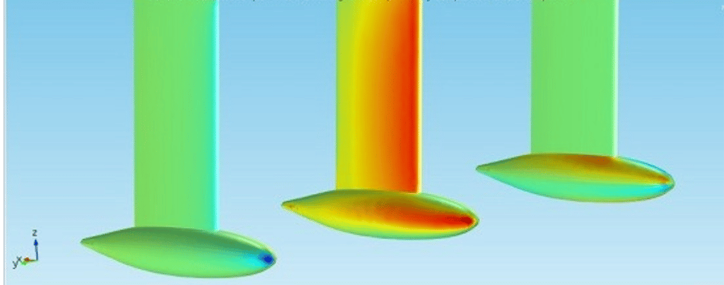 a computer generated simulation of stress on different keel designs