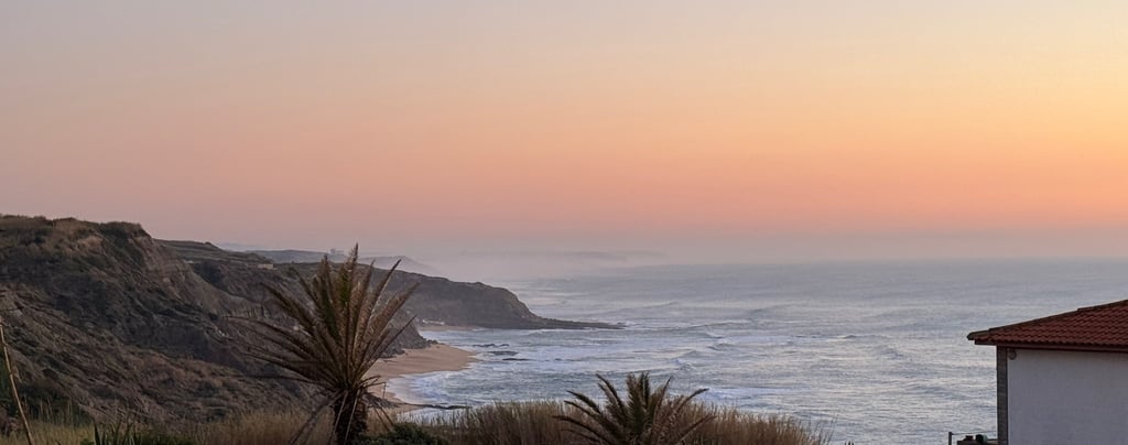 Portugal's Silver Coast with Atlantic Ocean views at sunset.