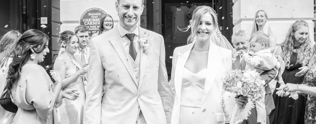 wedding couple outside camden town hall