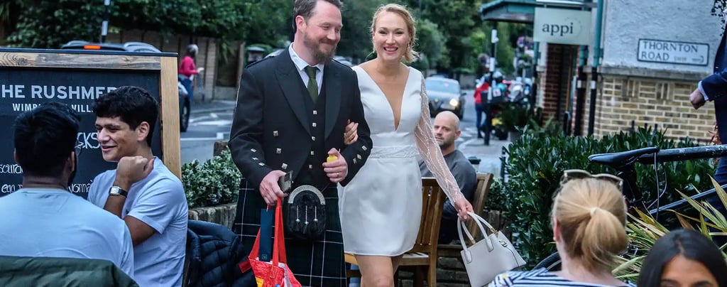 the newly-weds entering The Rushmere Wimbledon