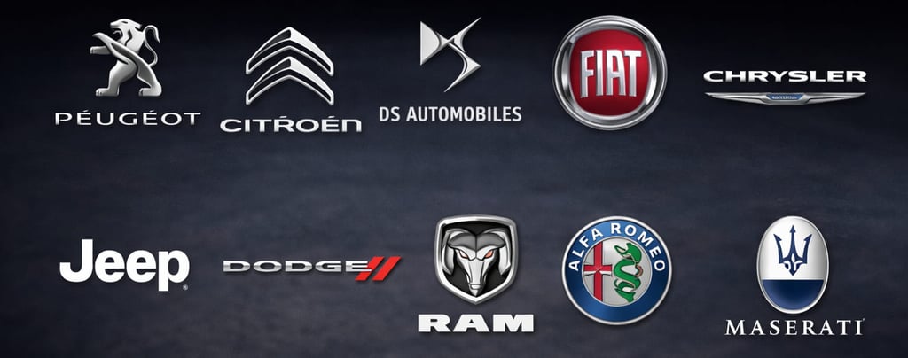 Algumas marcas que compõem o portfólio da Stellantis