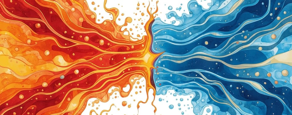 graphic image of red and blue energy flow clashing in the middle