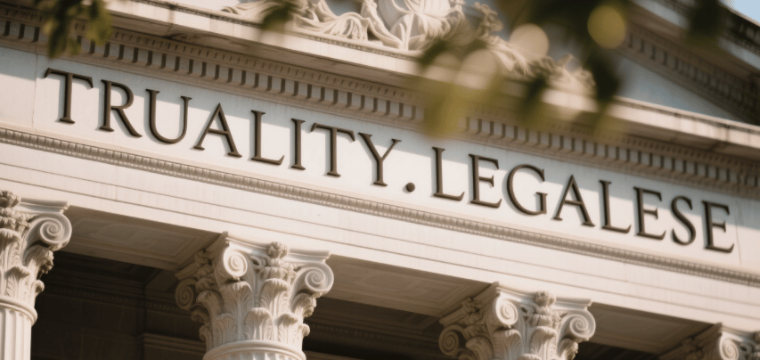 a court house with the name truality.legalese on it