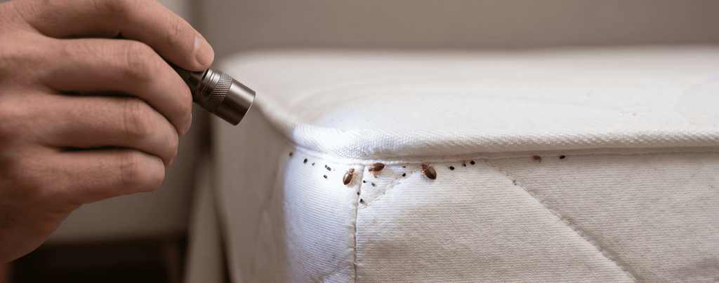 bed bugs on the seams of a matress