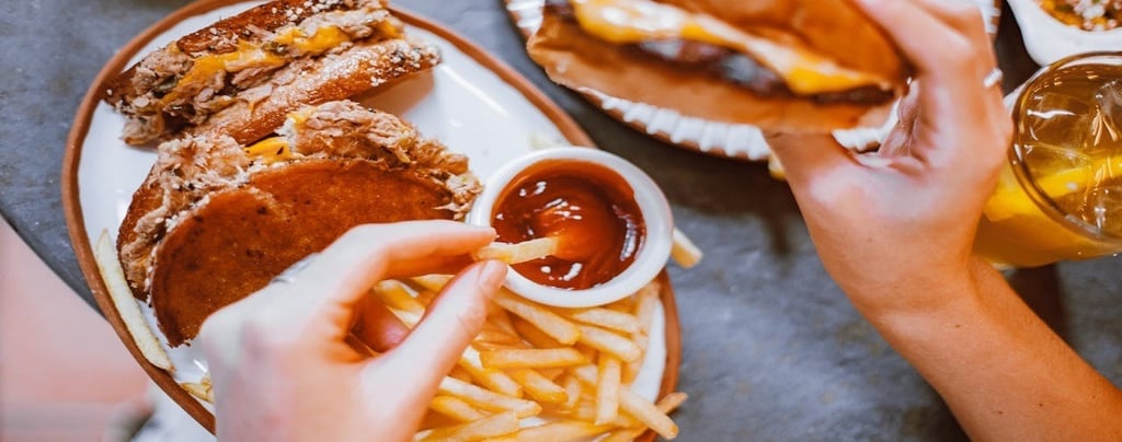 Burger, Fries, and Sauce