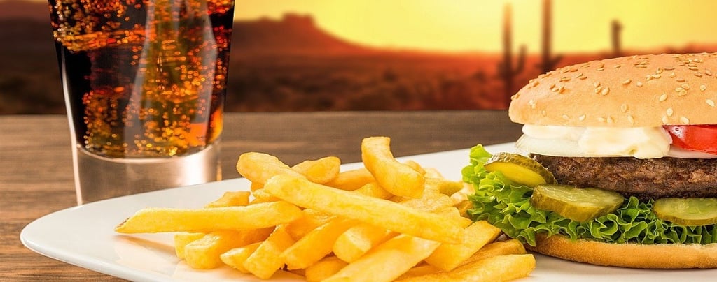 Burger, Fries, and Cold Drink
