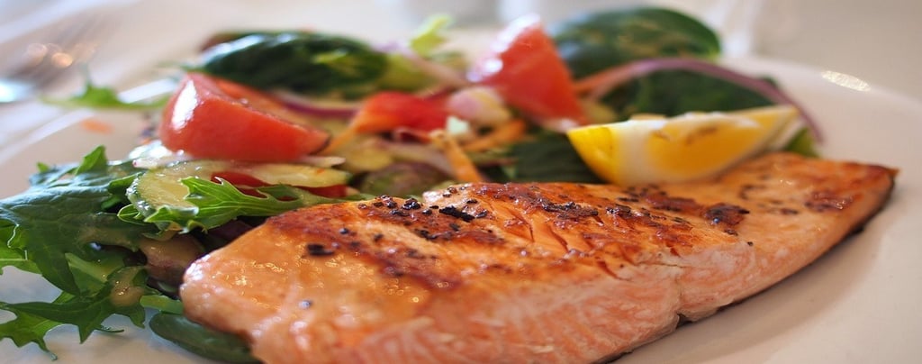 Grilled Fish and Vegetables on the plate