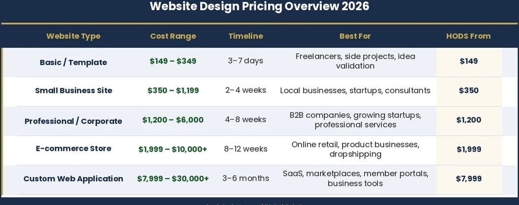 website design pricing 2026