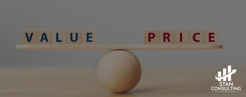 a wooden block with the words value and price