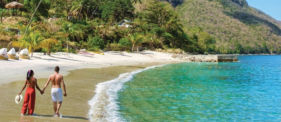Walking along the beaches of St. Lucia